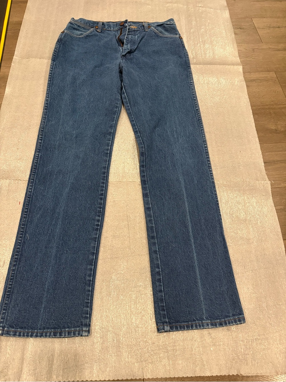 [W33L34Ins33”]Vintage Wrangler Classic Indigo Blue Denim Straight Leg Jeans